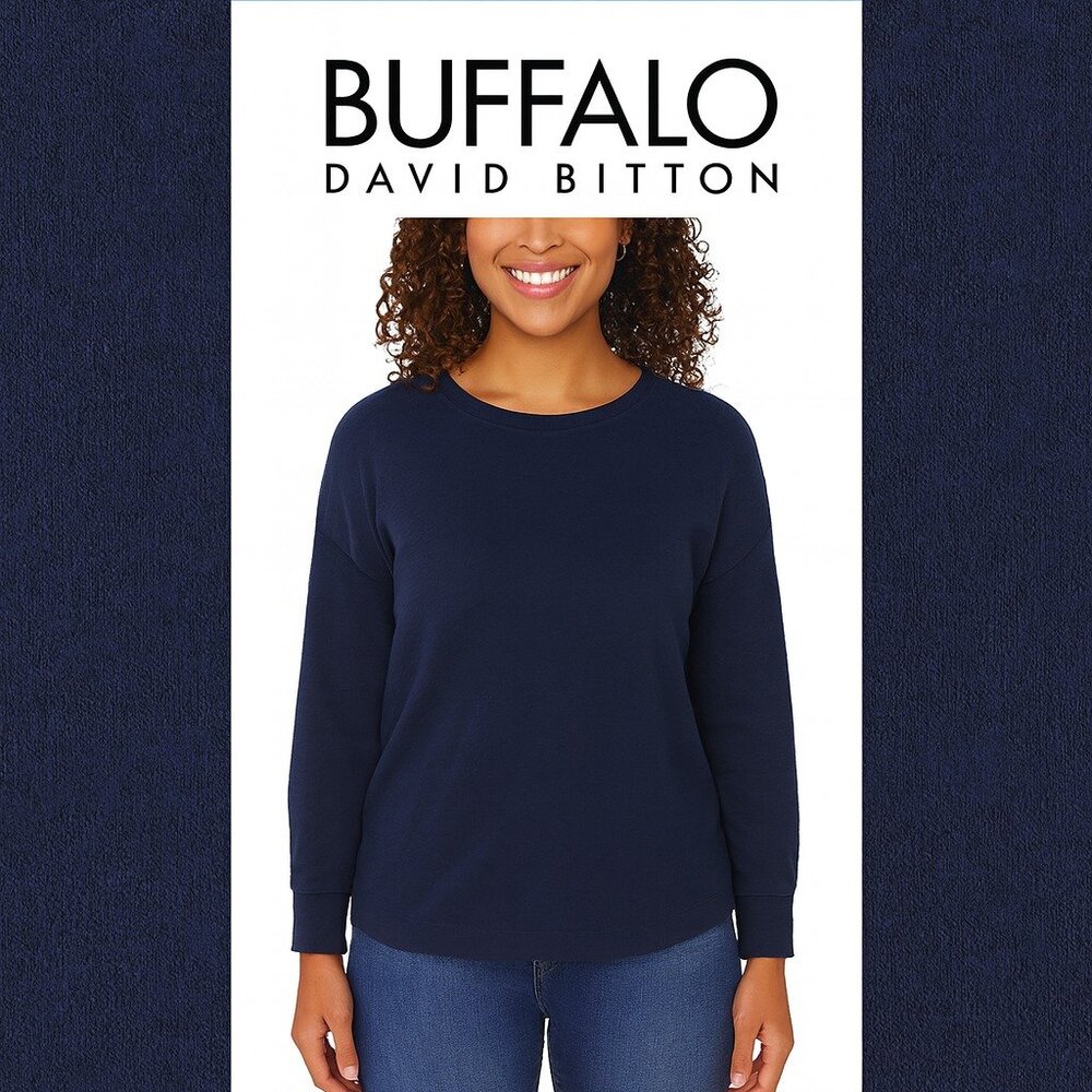 Buffalo David Bitton Ladies' Crewneck Super Soft Top, Dark Navy: L, XL